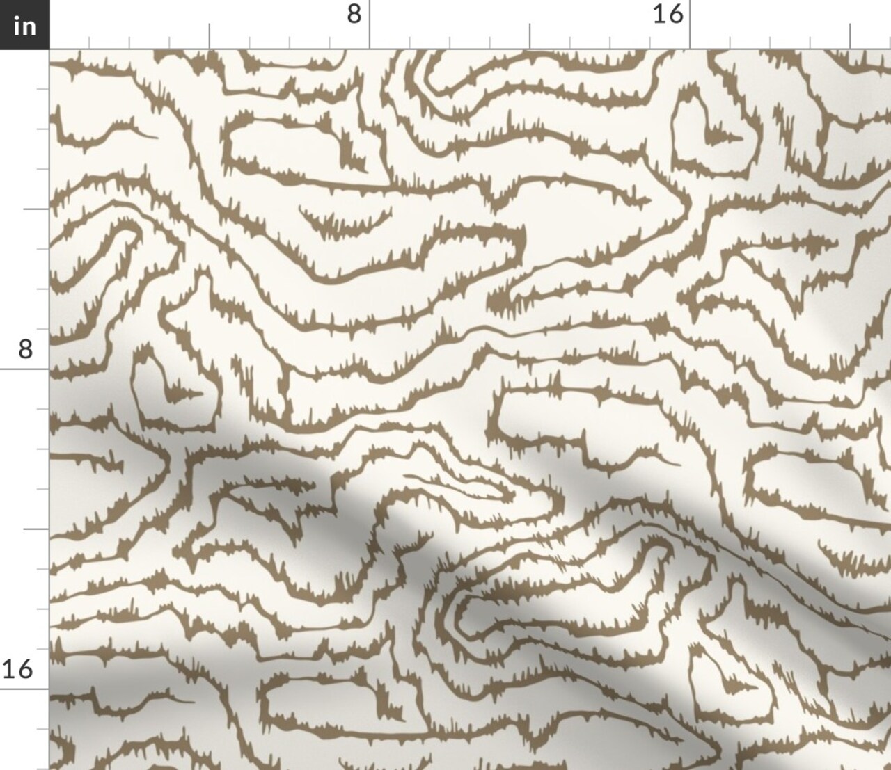Abstract Wood Grain Brown On Cream Faux Bois Neutral Earth Tone Wavy Lines Custom Printed Fabric by Spoonflower Various Fabrics by the Yard or Fat Quarter